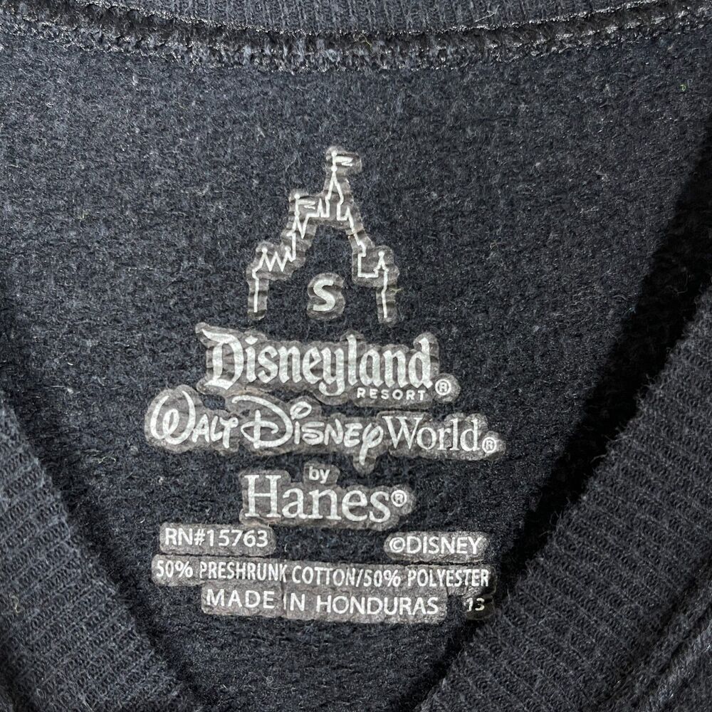 Disney Sweatshirt Women Small Black Graphic The Happiest Place On Earth Pullover - Picture 3 of 7